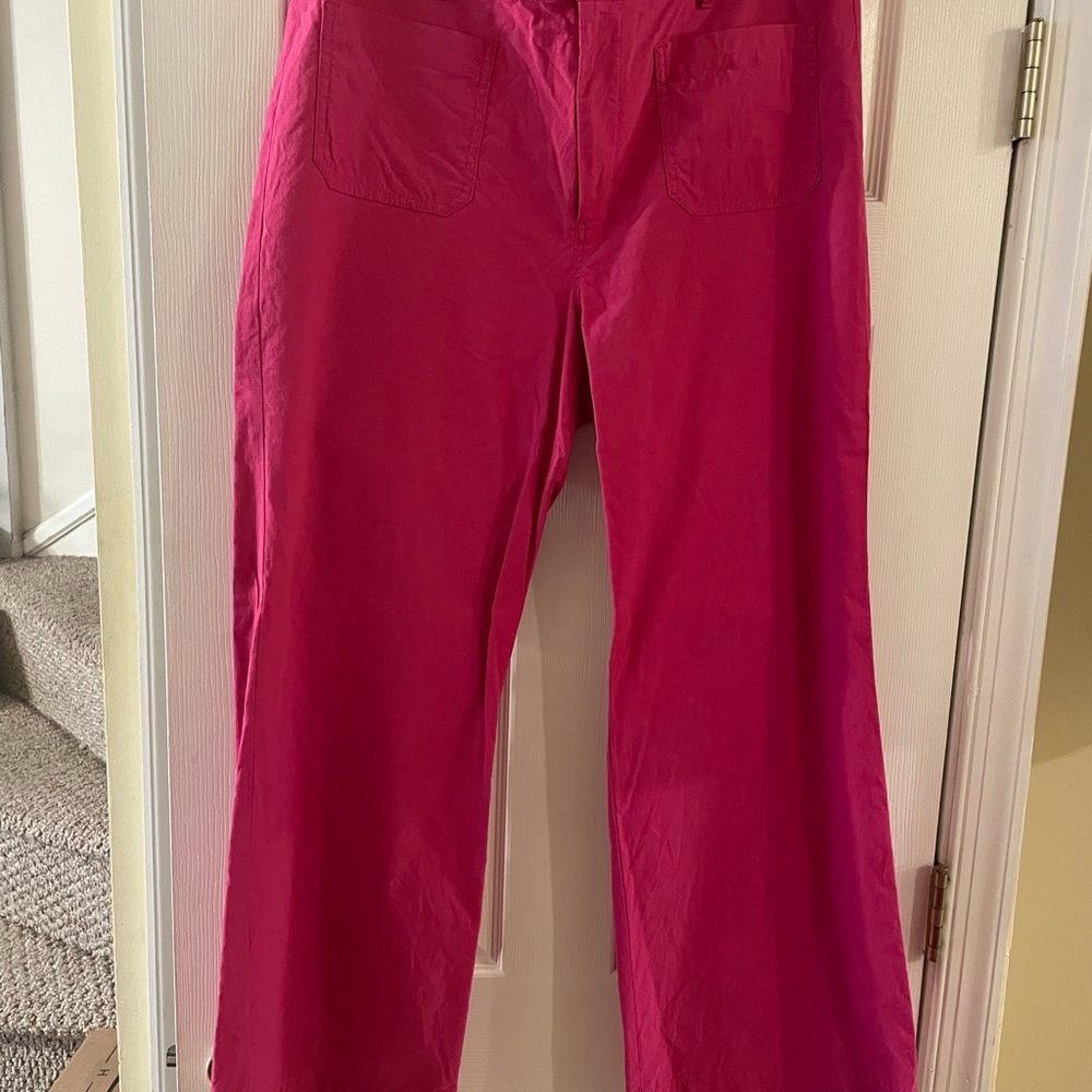 J. Crew Factory Fuchsia Cotton-Linen Blend Pants